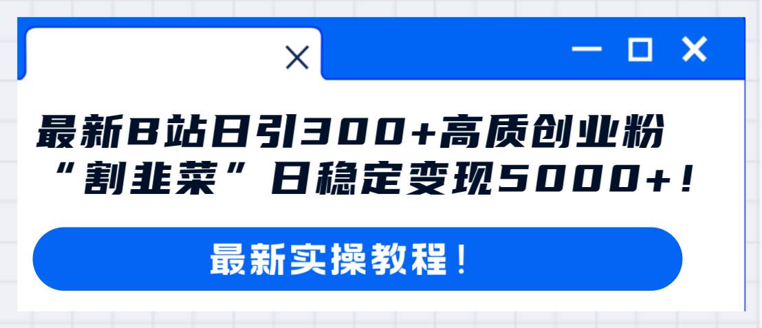 最新B站日引300+高质创业粉教程！“割韭菜”日稳定变现5000+！-小小小弦