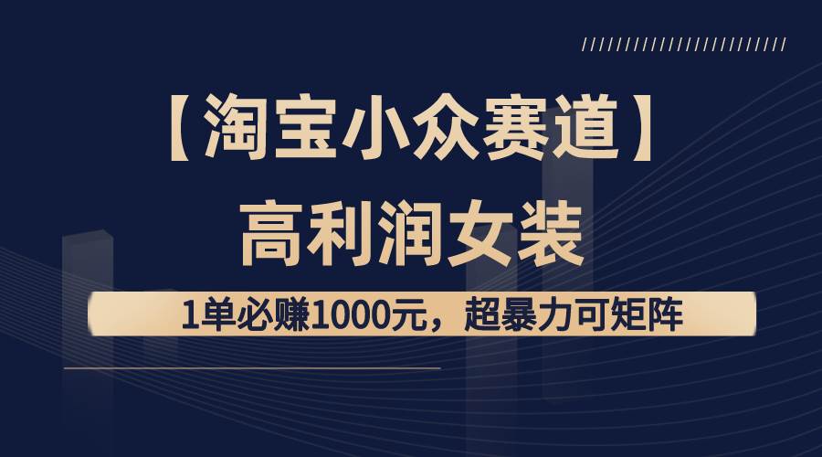 【淘宝小众赛道】高利润女装：1单必赚1000元，超暴力可矩阵-小小小弦