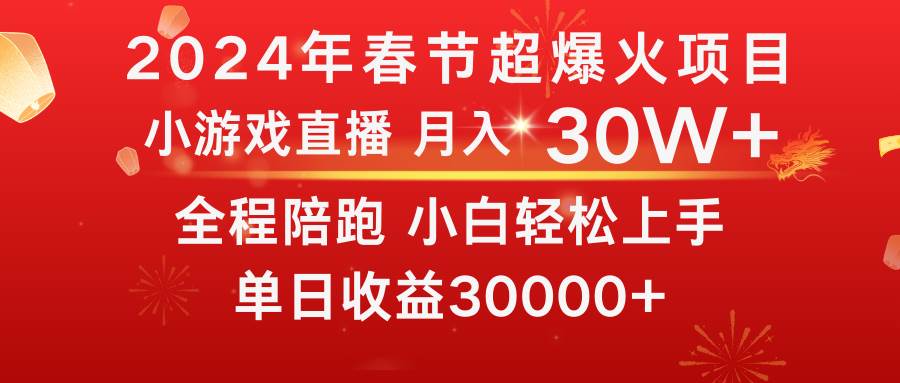 龙年2024过年期间，最爆火的项目 抓住机会 普通小白如何逆袭一个月收益30W+-小小小弦