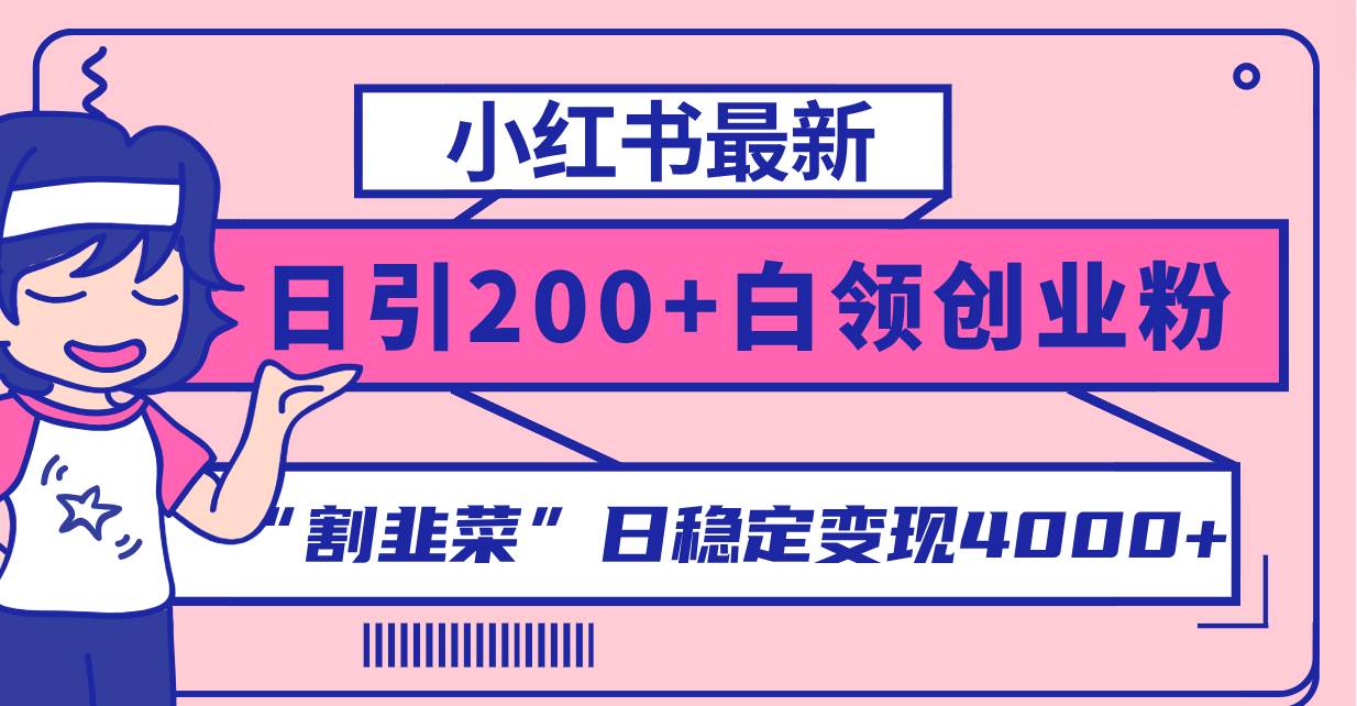 小红书最新日引200+创业粉”割韭菜“日稳定变现4000+实操教程！-小小小弦