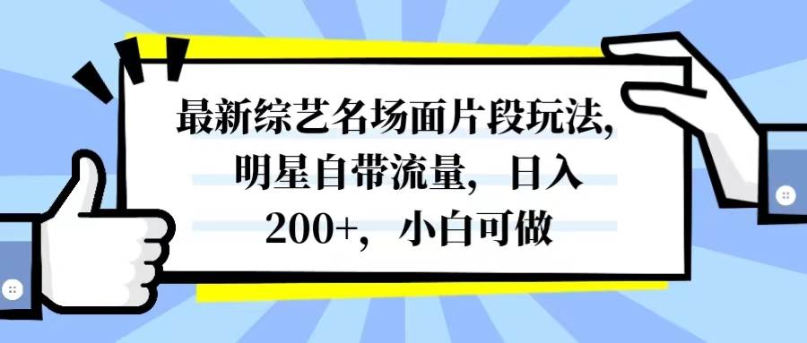 最新综艺名场面片段玩法，明星自带流量，日入200+，小白可做-小小小弦