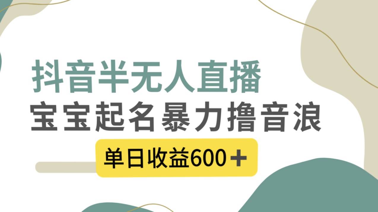 抖音半无人直播，宝宝起名，暴力撸音浪，单日收益600+-小小小弦