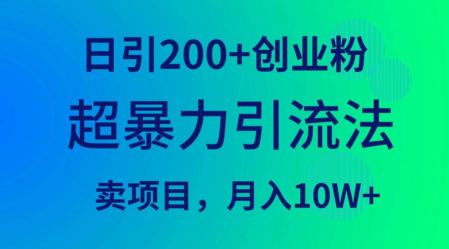 超暴力引流法，日引200+创业粉，卖项目月入10W+-小小小弦