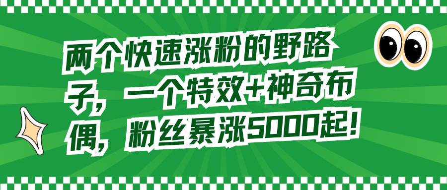 两个快速涨粉的野路子，一个特效+神奇布偶，粉丝暴涨5000起！-小小小弦