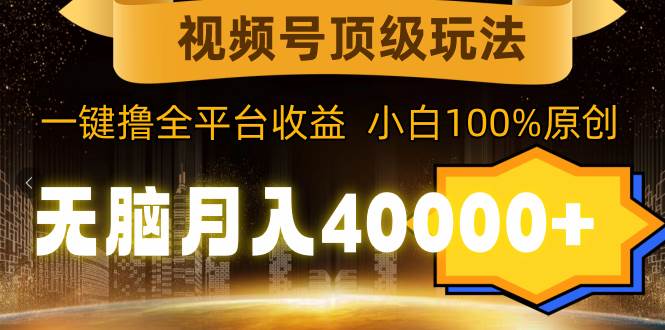 视频号顶级玩法，无脑月入40000+，一键撸全平台收益，纯小白也能100%原创-小小小弦