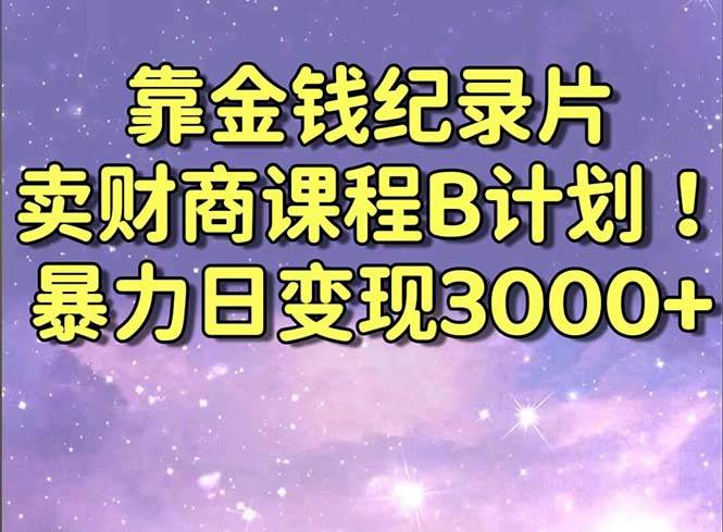 靠金钱纪录片卖财商课程B计划！暴力日变现3000+，喂饭式干货教程！-小小小弦