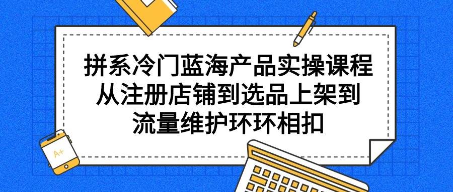 拼系冷门蓝海产品实操课程，从注册店铺到选品上架到流量维护环环相扣-小小小弦