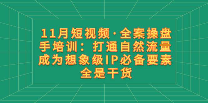 11月短视频·全案操盘手培训：打通自然流量 成为想象级IP必备要素 全是干货-小小小弦