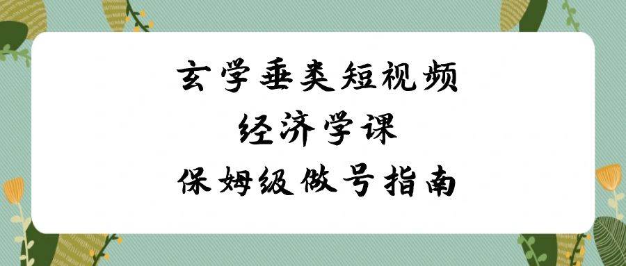 玄学 垂类短视频经济学课，保姆级做号指南（8节课）-小小小弦