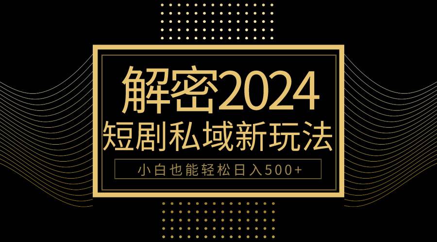 10分钟教会你2024玩转短剧私域变现，小白也能轻松日入500+-小小小弦