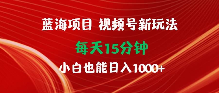 蓝海项目视频号新玩法 每天15分钟 小白也能日入1000+-小小小弦