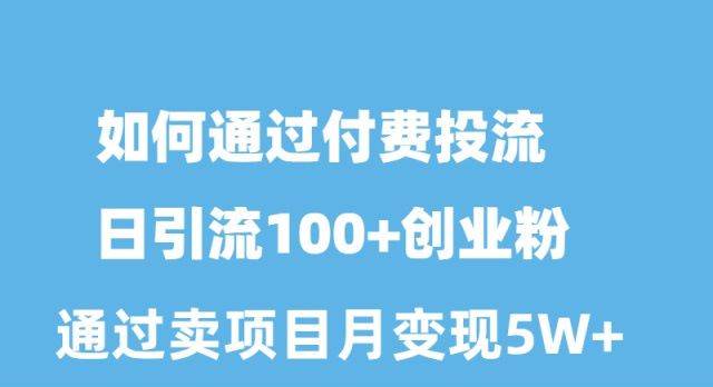 如何通过付费投流日引流100+创业粉月变现5W+-小小小弦