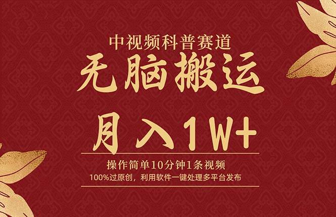 中视频科普赛道，10分钟1条视频，条条爆款，100%过原创，无脑搬运月入1W+-小小小弦