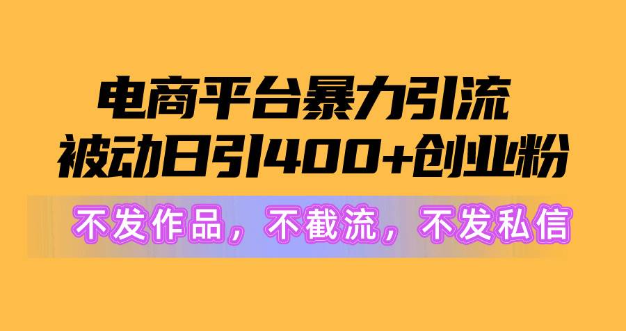 电商平台暴力引流,被动日引400+创业粉不发作品，不截流，不发私信-小小小弦