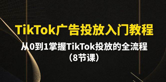 TikTok广告投放入门教程，从0到1掌握TikTok投放的全流程（8节课）-小小小弦