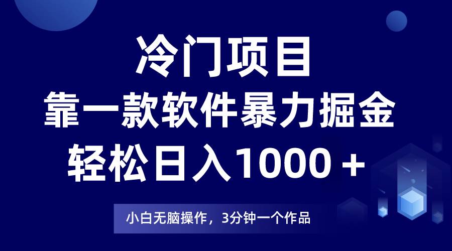 冷门项目，靠一款软件暴力掘金日入1000＋，小白轻松上手第二天见收益-小小小弦