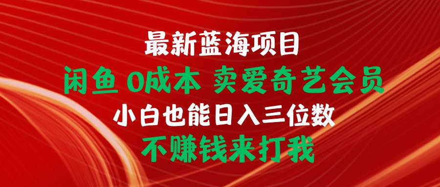 最新蓝海项目 闲鱼0成本 卖爱奇艺会员 小白也能入三位数 不赚钱来打我-小小小弦