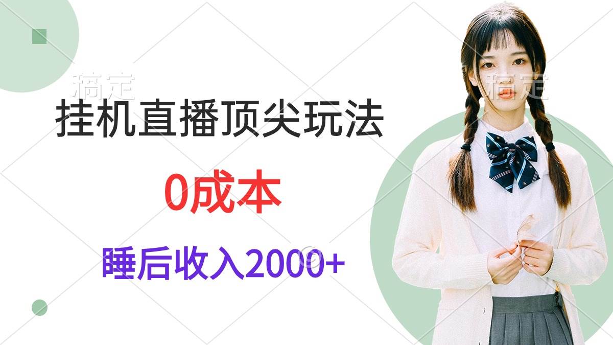 挂机直播顶尖玩法，睡后日收入2000+、0成本，视频教学-小小小弦