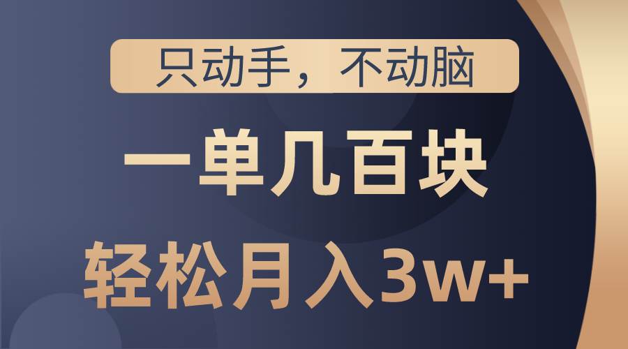 只动手不动脑，一单几百块，轻松月入3w+，看完就能直接操作，详细教程-小小小弦