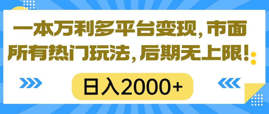 一本万利多平台变现，市面所有热门玩法，日入2000+，后期无上限！-小小小弦