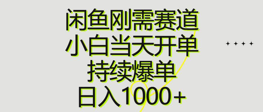 闲鱼刚需赛道，小白当天开单，持续爆单，日入1000+-小小小弦