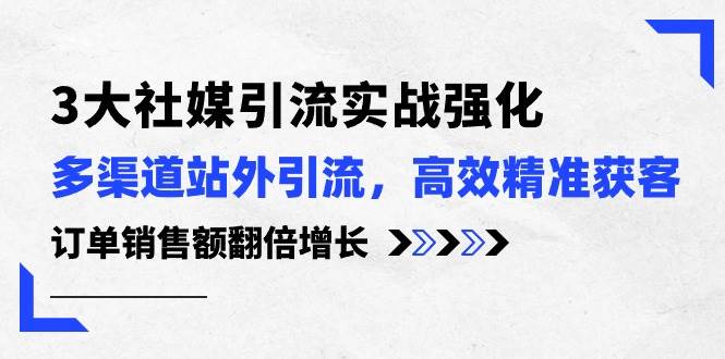 3大社媒引流实操强化，多渠道站外引流/高效精准获客/订单销售额翻倍增长-小小小弦