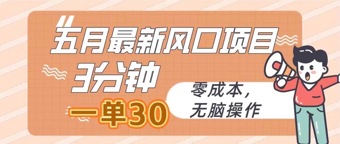 五月最新风口项目，3分钟一单30，零成本，无脑操作-小小小弦