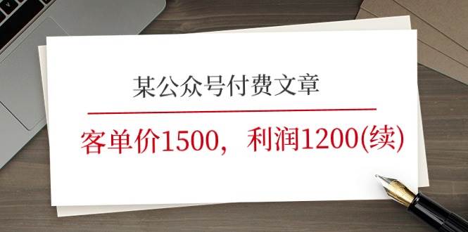 某公众号付费文章《客单价1500，利润1200(续)》市场几乎可以说是空白的-小小小弦