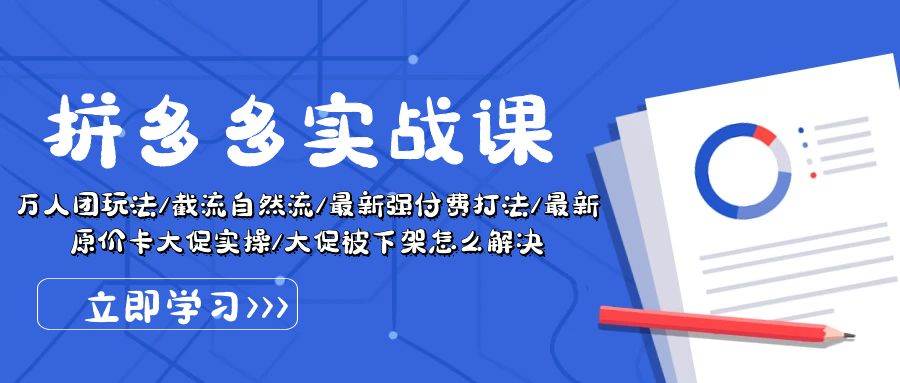 拼多多·实战课：万人团玩法/截流自然流/最新强付费打法/最新原价卡大促..-小小小弦