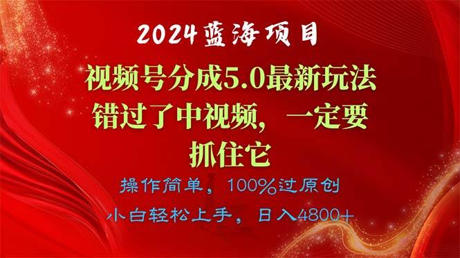 2024蓝海项目，视频号分成计划5.0最新玩法，错过了中视频，一定要抓住…-小小小弦