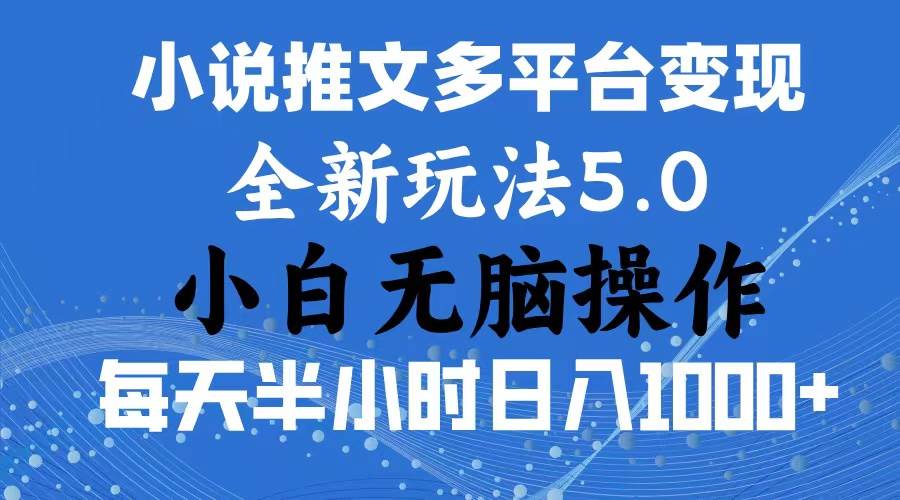 2024年6月份一件分发加持小说推文暴力玩法 新手小白无脑操作日入1000+ …-小小小弦