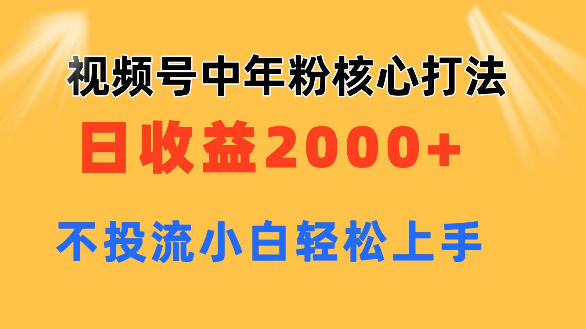 视频号中年粉核心玩法 日收益2000+ 不投流小白轻松上手-小小小弦