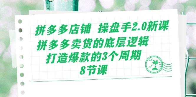 拼多多店铺 操盘手2.0新课，拼多多卖货的底层逻辑，打造爆款的3个周期-8节-小小小弦