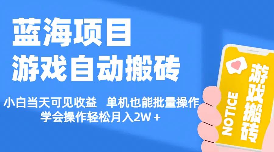 【蓝海项目】游戏自动搬砖 小白当天可见收益 单机也能批量操作 学会操…-小小小弦