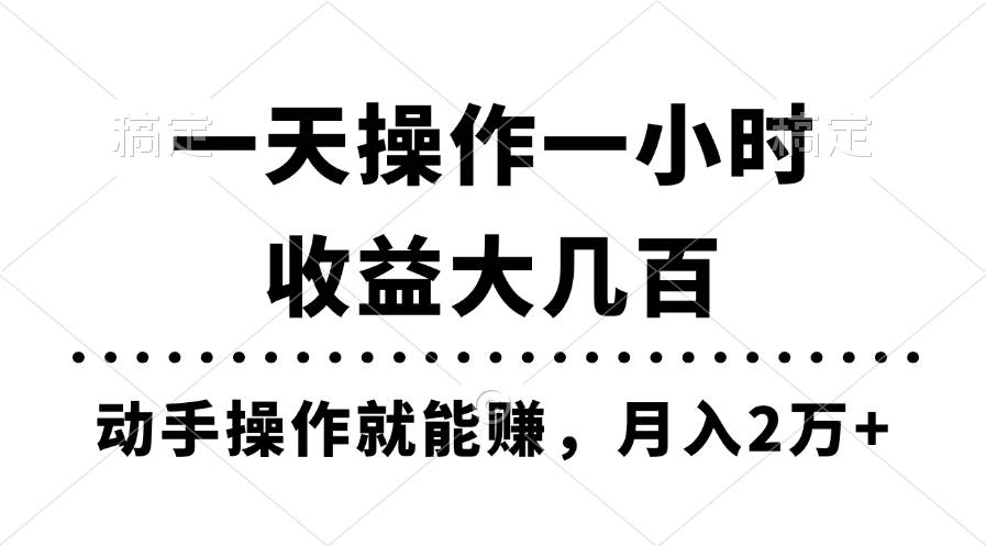 一天操作一小时，收益大几百，动手操作就能赚，月入2万+教学-小小小弦