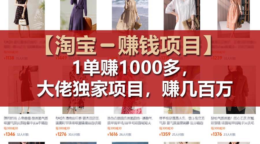 【淘宝赚钱项目】1单可赚1000多，大佬独家项目，年赚几百万-小小小弦