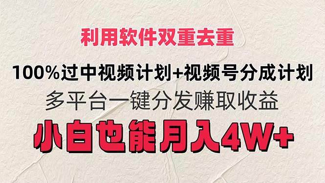 利用软件双重去重，100%过中视频+视频号分成计划小白也可以月入4W+-小小小弦