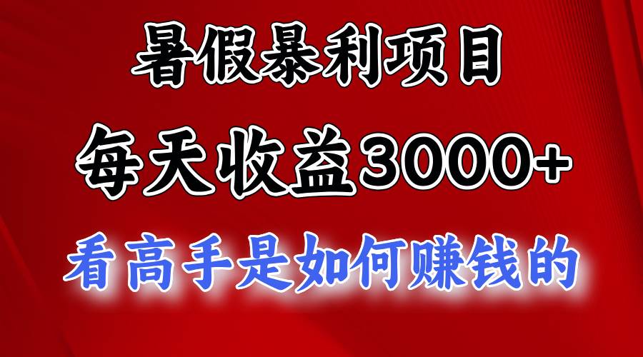 暑假暴利项目，每天收益3000+ 努努力能达到5000+，暑假大流量来了-小小小弦