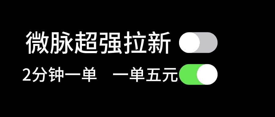 微脉超强拉新， 两分钟1单， 一单利润5块，适合小白-小小小弦