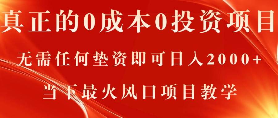 真正的0成本0投资项目，无需任何垫资即可日入2000+，当下最火风口项目教学-小小小弦