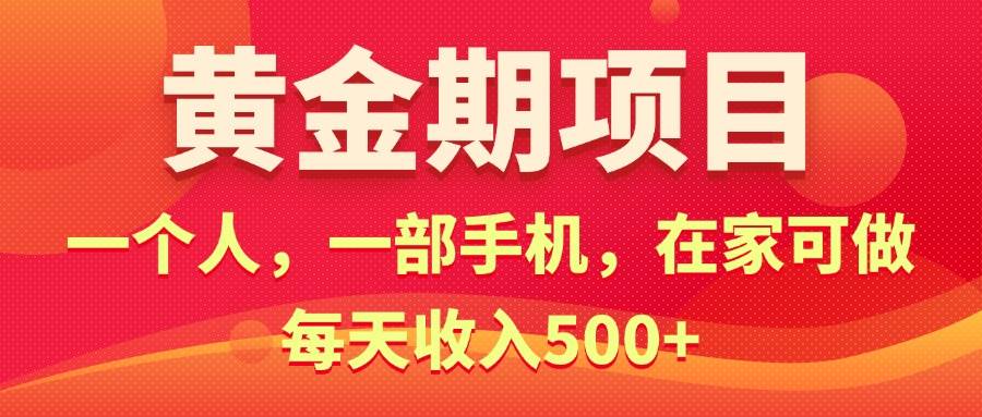 黄金期项目，电商搞钱！一个人，一部手机，在家可做，每天收入500+-小小小弦