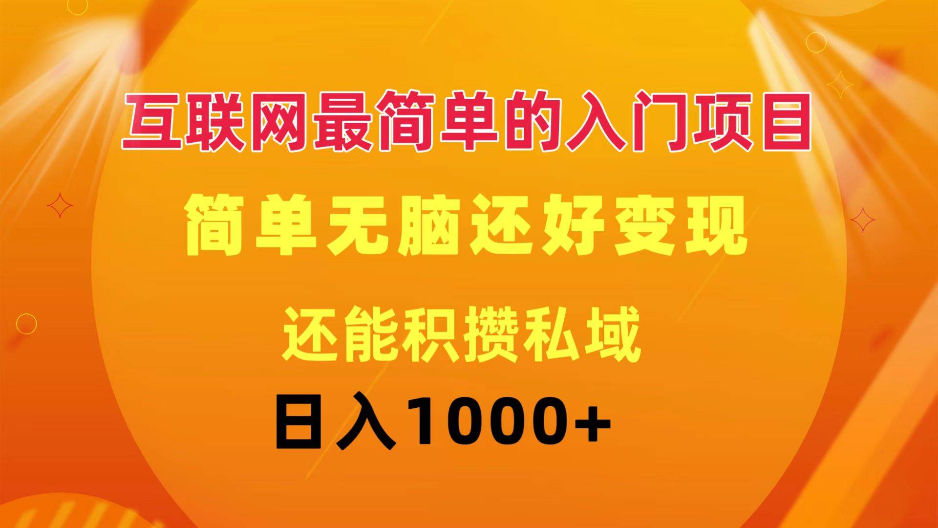 互联网最简单的入门项目：简单无脑变现还能积攒私域一天轻松1000+-小小小弦