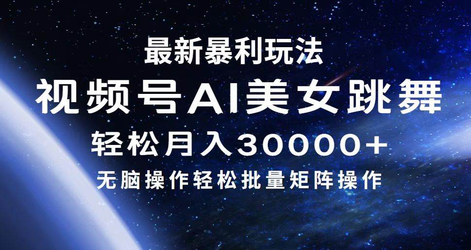 最新暴利玩法视频号AI美女，简单矩阵轻松月入30000+-小小小弦