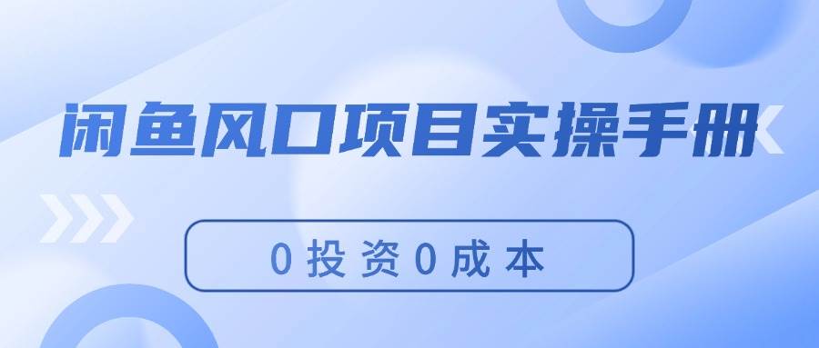 闲鱼风口项目实操手册，0投资0成本，让你做到，月入过万，新手可做-小小小弦