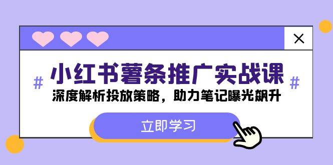 小红书-薯 条 推 广 实战课：深度解析投放策略，助力笔记曝光飙升-小小小弦