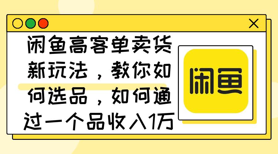 闲鱼高客单卖货新玩法，教你如何选品，如何通过一个品收入1万+-小小小弦