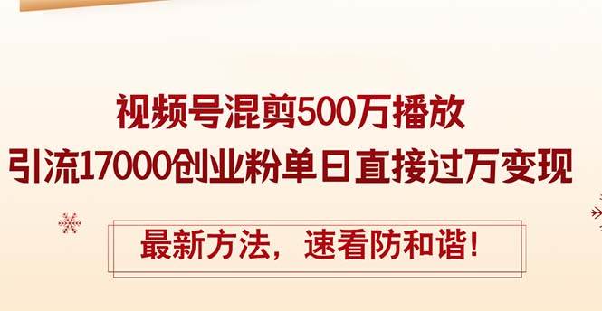 精华帖视频号混剪500万播放引流17000创业粉，单日直接过万变现，最新方…-小小小弦