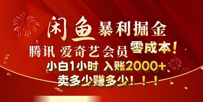 闲鱼全新暴力掘金玩法，官方正品影视会员无成本渠道！小白1小时收…-小小小弦