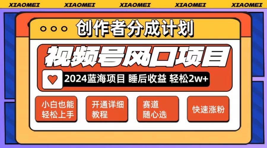 微信视频号大风口项目 轻松月入2w+ 多赛道选择，可矩阵，玩法简单轻松上手-小小小弦