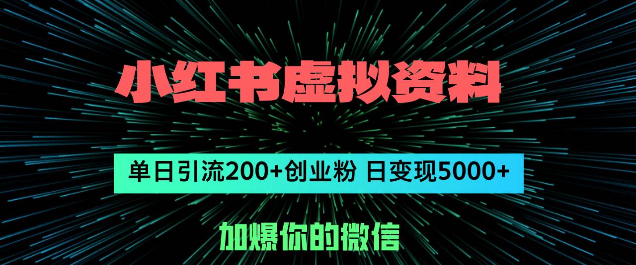 小红书虚拟资料日引流200+创业粉，单日变现5000+-小小小弦